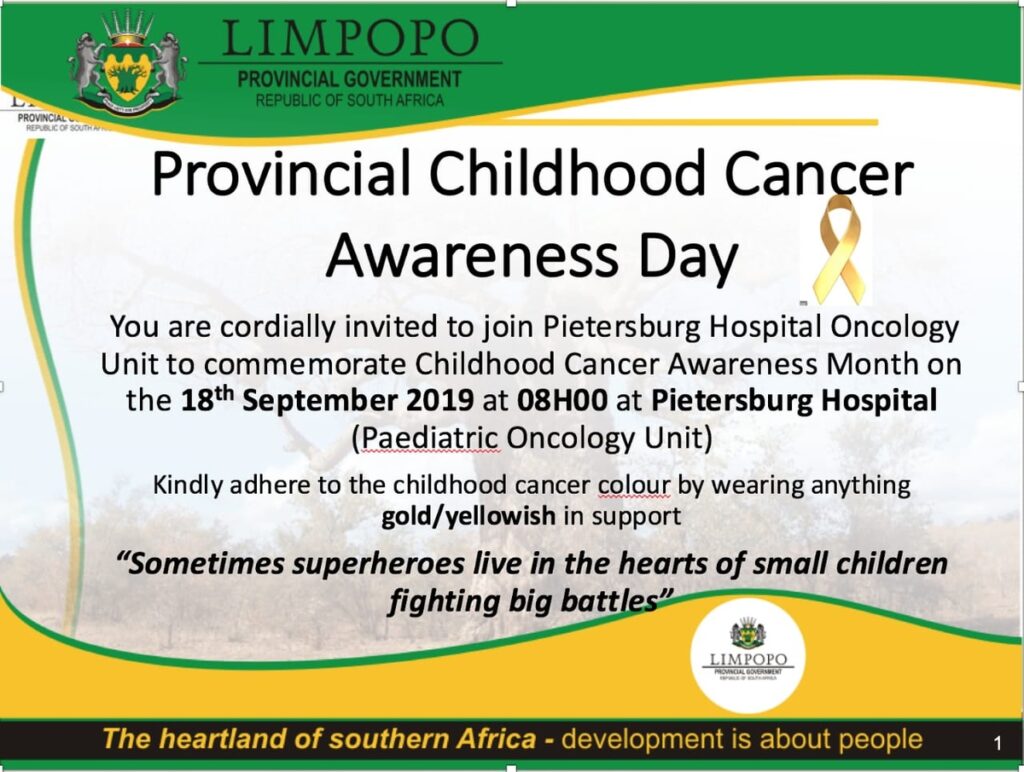 Invitation for the Limpopo Provincial Childhood Cancer Awareness Day